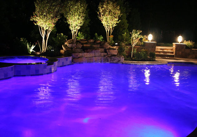 Pool with full-color LED light fixtures